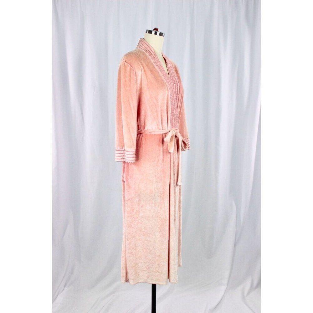 Vintage 1960's Pink Velvet Quilted Satin Robe Dressing Gown - Picture 3 of 13